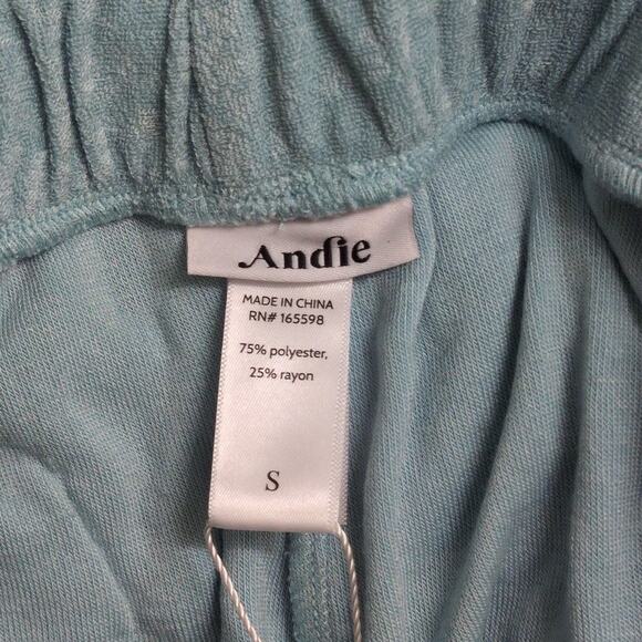 NWT Andie Crop Pant CABLU Light Blue Drawstring Elastic Waist Lounge S - Picture 7 of 11